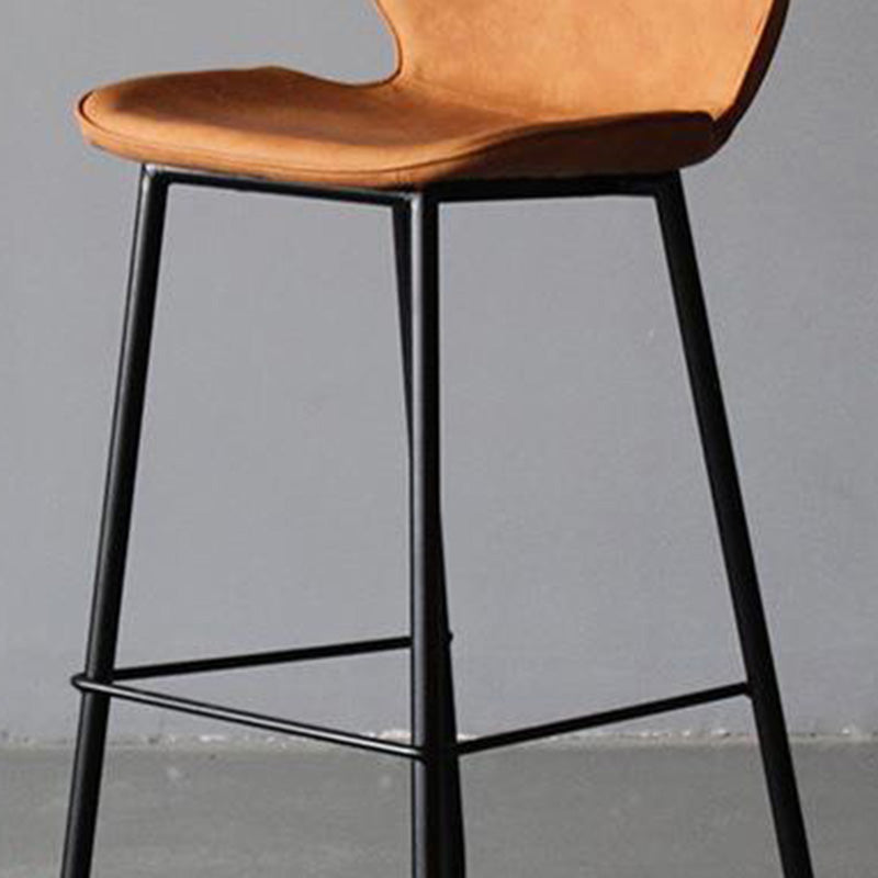 Industrial Faux Leather Bar Stool Patio Bar Stool with Metal Legs