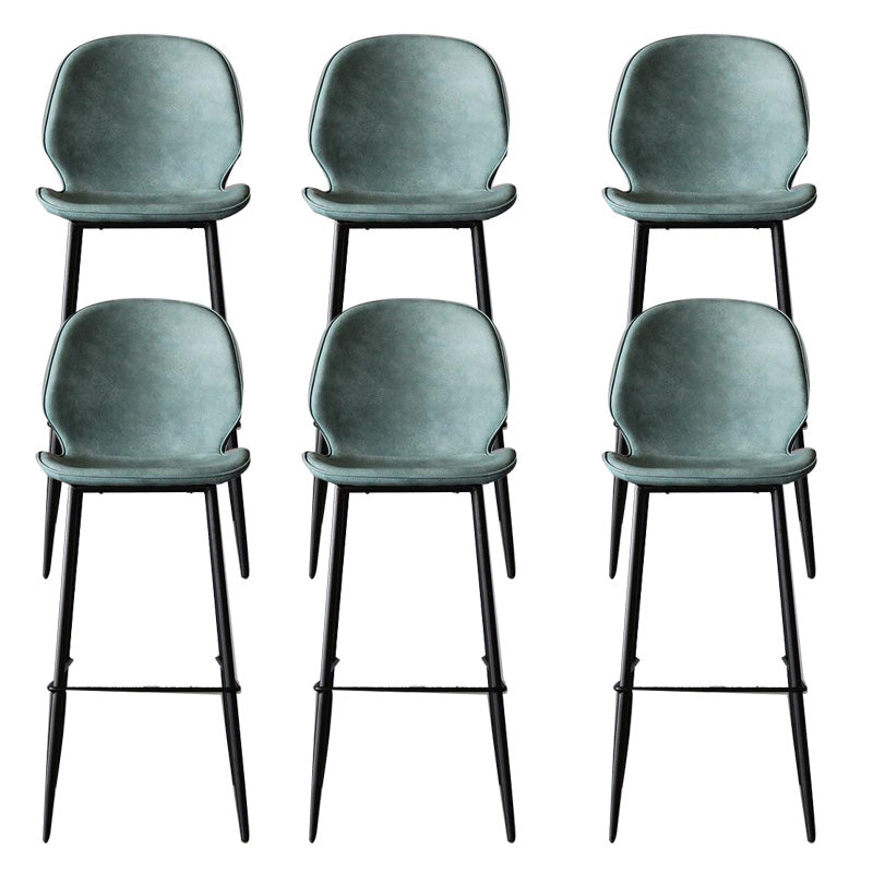 Industrial Faux Leather Bar Stool Patio Bar Stool with Metal Legs