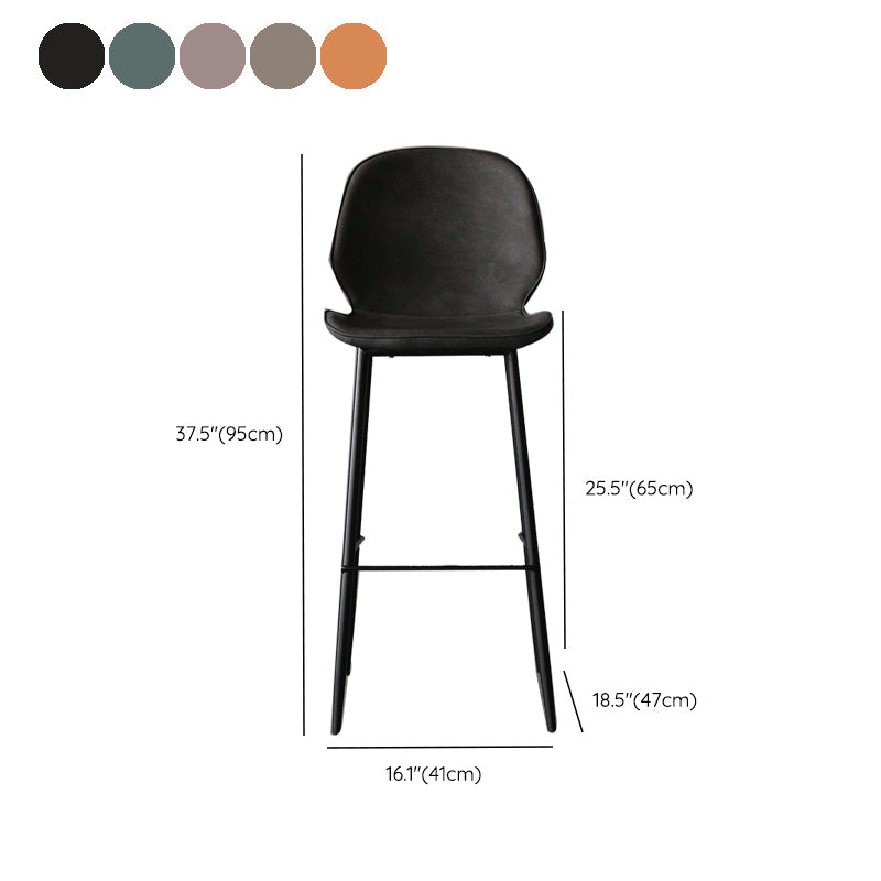 Industrial Faux Leather Bar Stool Patio Bar Stool with Metal Legs