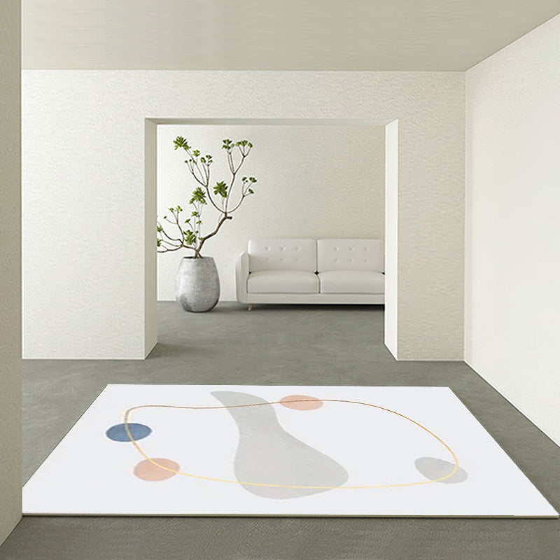 Modern White Carpet Polyester Pattern Carpet Washable Carpet for Home Decor