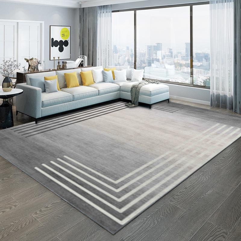 Gray Modern Rug Polyester Graphic Rug Stain Resistant Rug for Home Decor