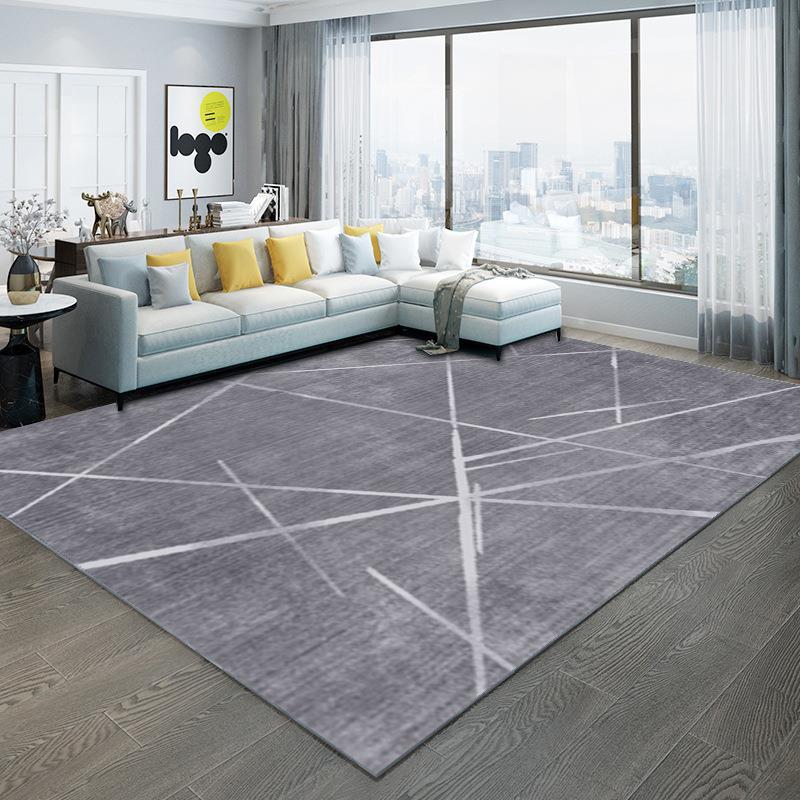 Gray Modern Rug Polyester Graphic Rug Stain Resistant Rug for Home Decor