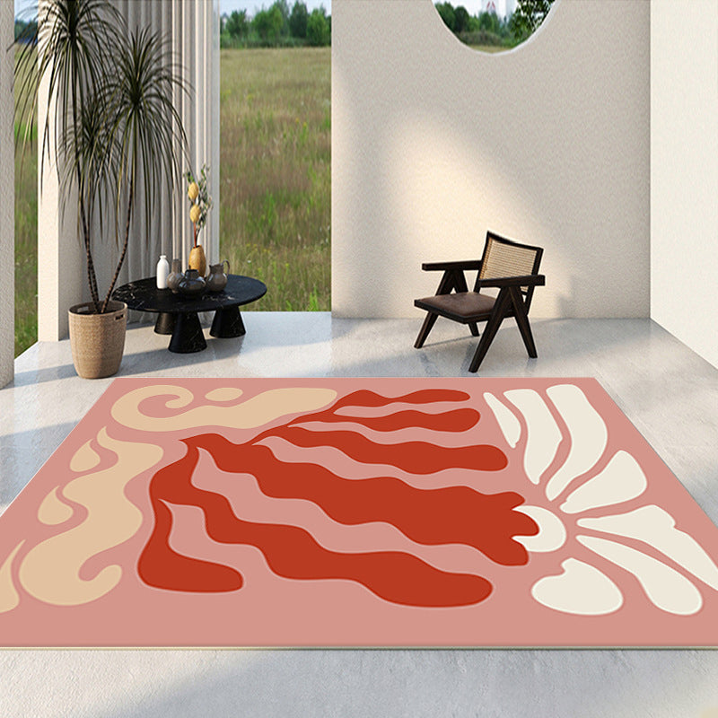 Modern Orange Rug Pattern Graphic Rug Washable Indoor Rug for Home Decor