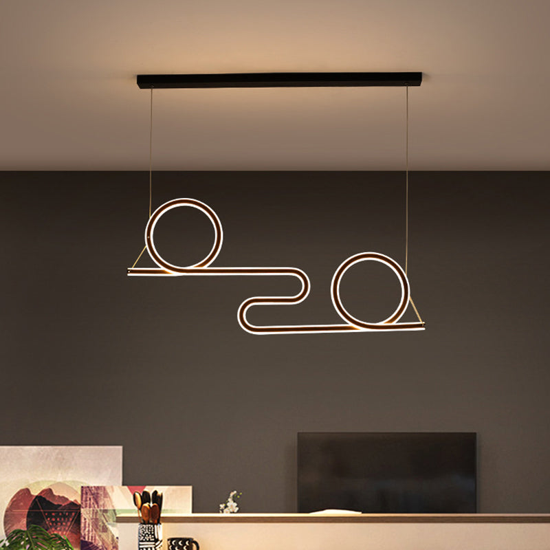 Salle à manger torsadée Pendante Light acrylique LED de suspension de plafond contemporain en noir