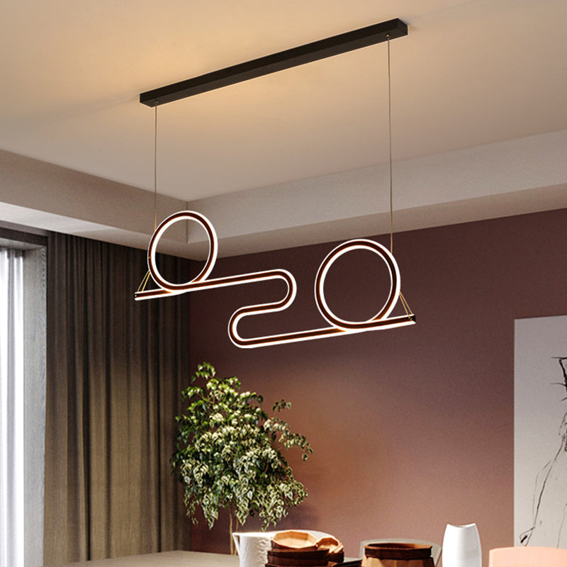 Salle à manger torsadée Pendante Light acrylique LED de suspension de plafond contemporain en noir