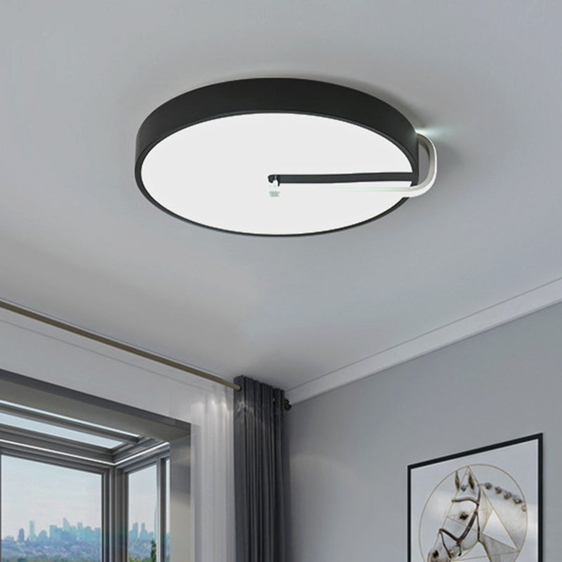 Simple Drum Flush Mount Lighting Metal LED-Schlafzimmer Nahe an Deckenlampe in Schwarz, 16 "/19.5" Breite
