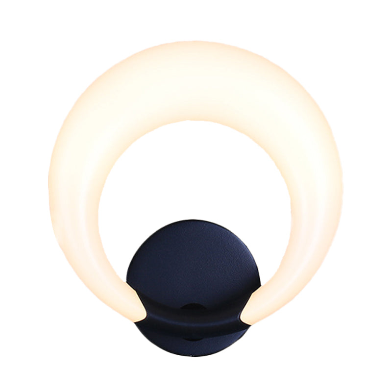 LED Bedside Wall Light Fixture Nordic Style White/Black Wall Sconce with Crescent Moon Acrylic Shade