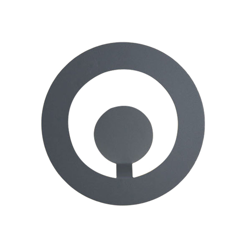 Grey Finish Circular Sconce Minimalist 7"/9" Dia LED Metallic Wall Mounted Light for Living Room