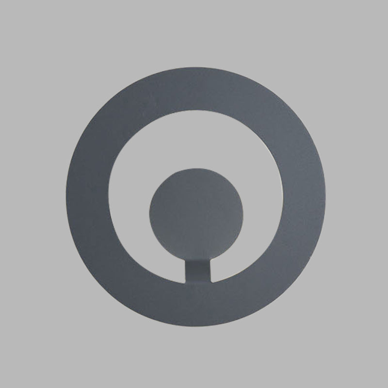 Grey Finish Circular Sconce Minimalist 7"/9" Dia LED Metallic Wall Mounted Light for Living Room