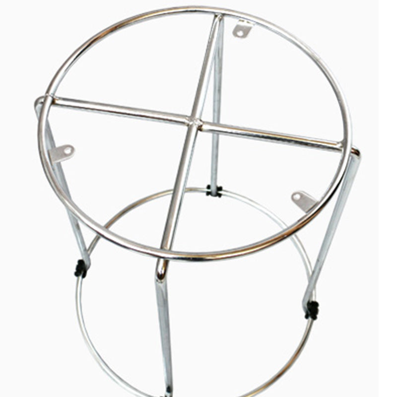 Linen Blend Ottoman Metal Frame Round Upholstered Contemporary Solid Pouf