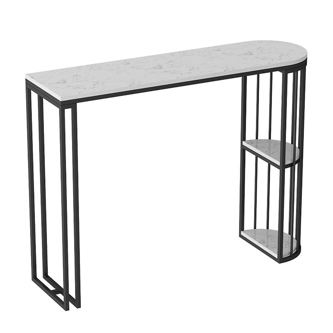 White Marble Bar Dining Table Glam Double Pedestal Bar Height Table