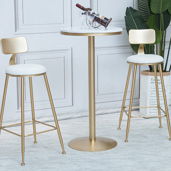 Solid Wood Bar Table Gold and Metal Base Bar Table for Kitchen Living Room Coffee Room