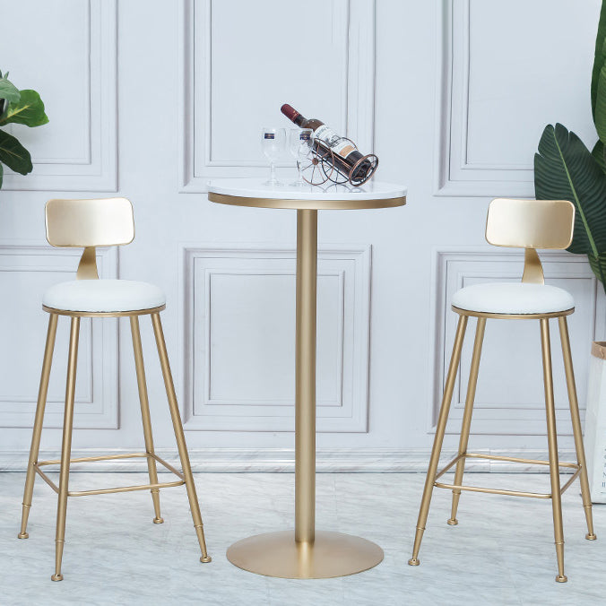 Solid Wood Bar Table Gold and Metal Base Bar Table for Kitchen Living Room Coffee Room