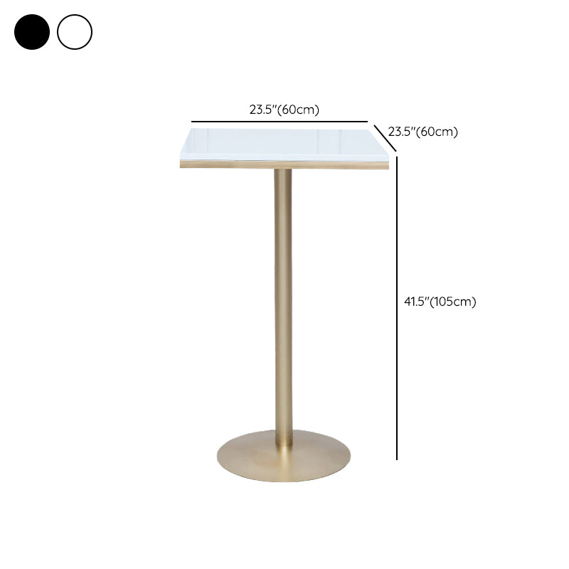 Solid Wood Bar Table Gold and Metal Base Bar Table for Kitchen Living Room Coffee Room