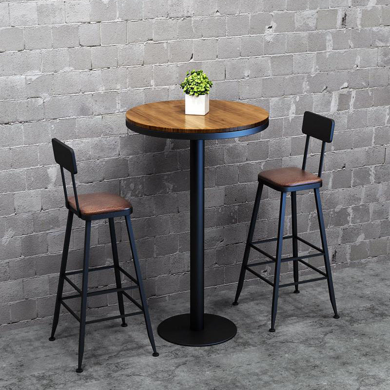 Industrial Solid Wood Bar Table Black and Metal Base Bar Table