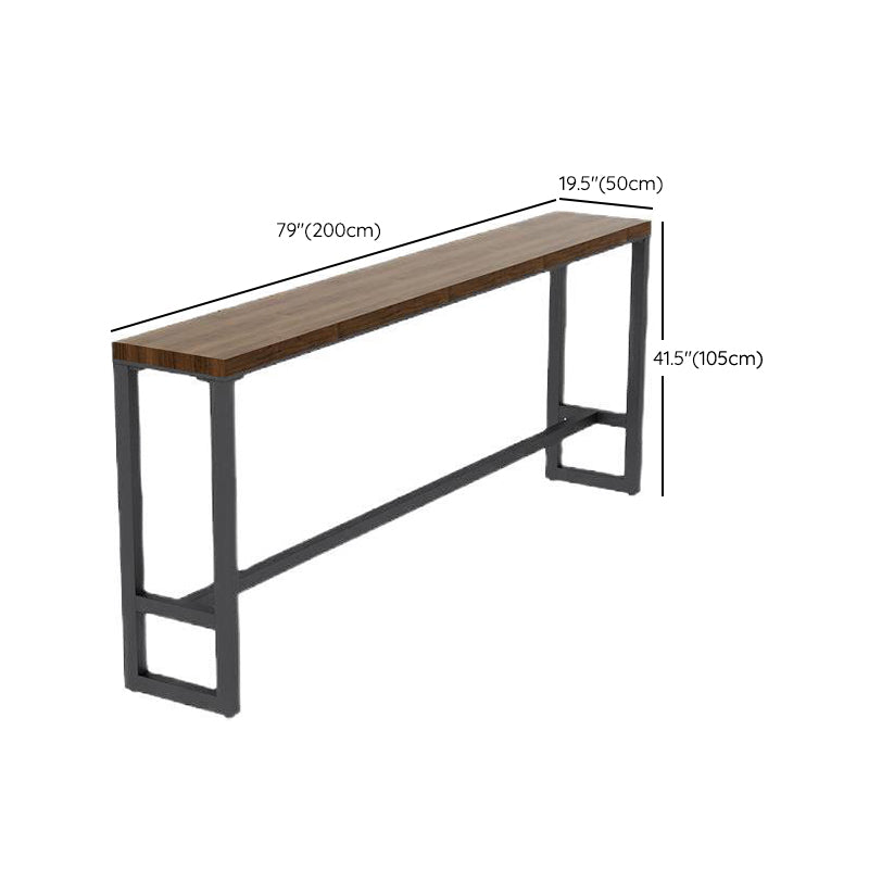 Industrial Solid Wood Bar Table Black and Metal Base Bar Table