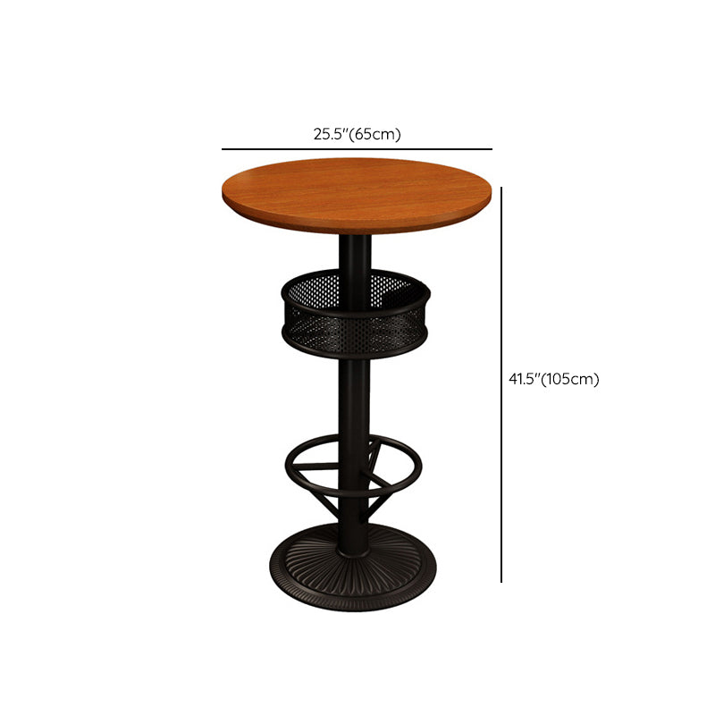 Industrial Brown Wood Bar Table Black and Metal Base Bar Table