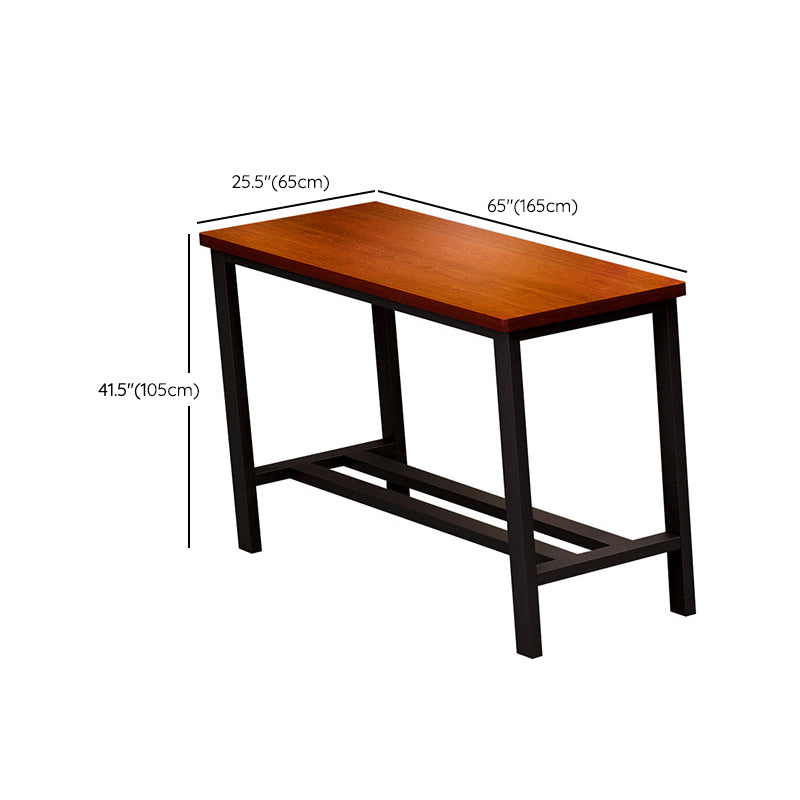 Industrial Brown Wood Bar Table Black and Metal Base Bar Table