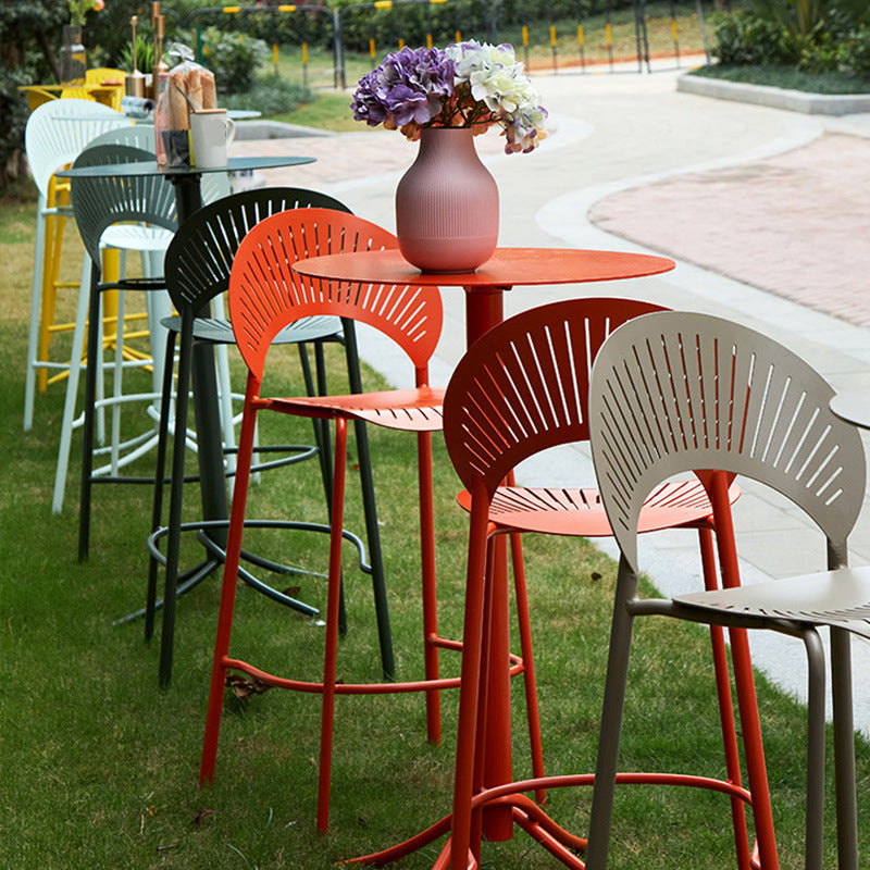 Industrial Outdoor Bar Height Table Metal Bar Table with Pedestal