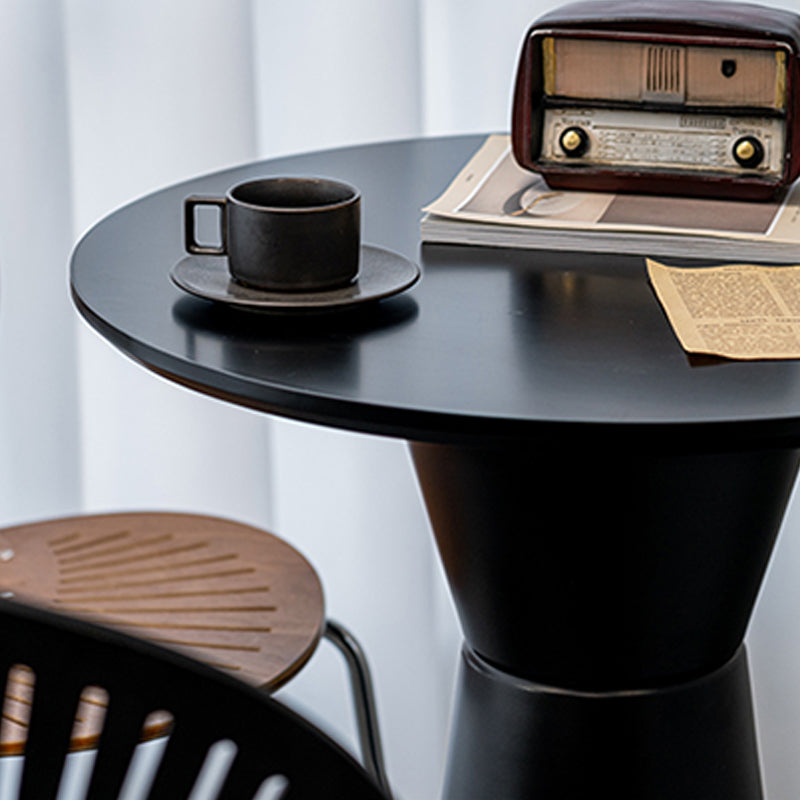 Contemporary Round Bar Height Table Metal Base Bar Table in Black and White