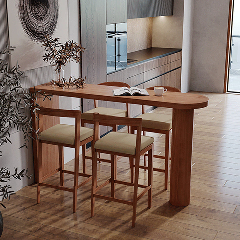 Double Pedestal Bar Table Industrial Pine Solid Wood Bar Dining Table for Living Room