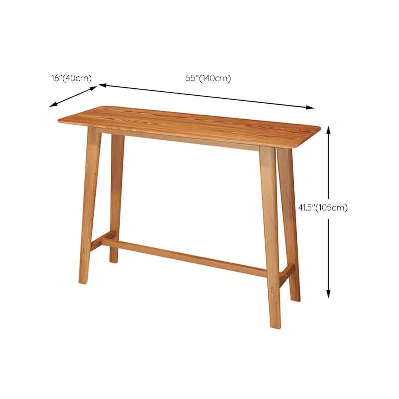 Trestle Base Bar Table Industrial Solid Wood Bar Dining Table with Footrest