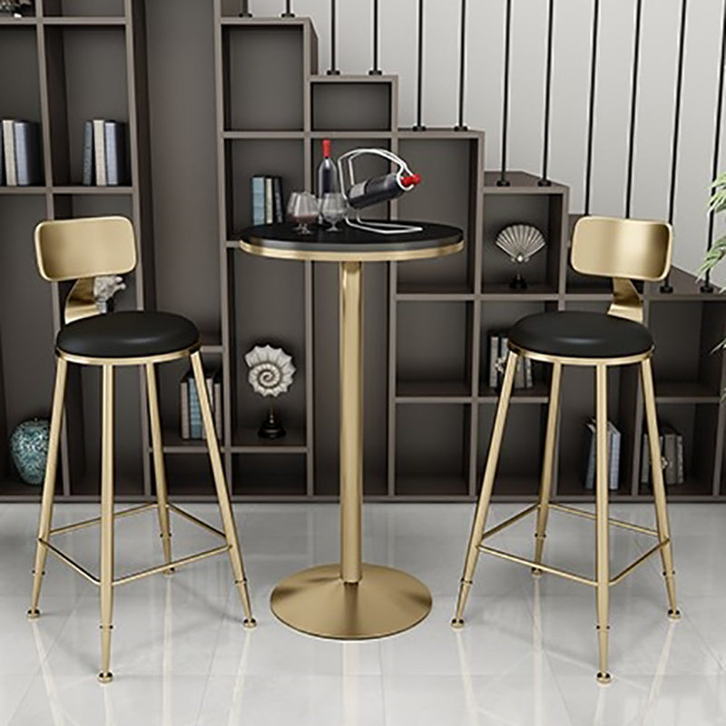 Glam Faux Marble Bar Table 41.3"H Pedestal Bistro Bar Desk with Metal Base