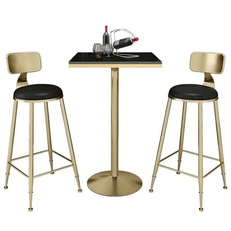 Glam Faux Marble Bar Table 41.3"H Pedestal Bistro Bar Desk with Metal Base