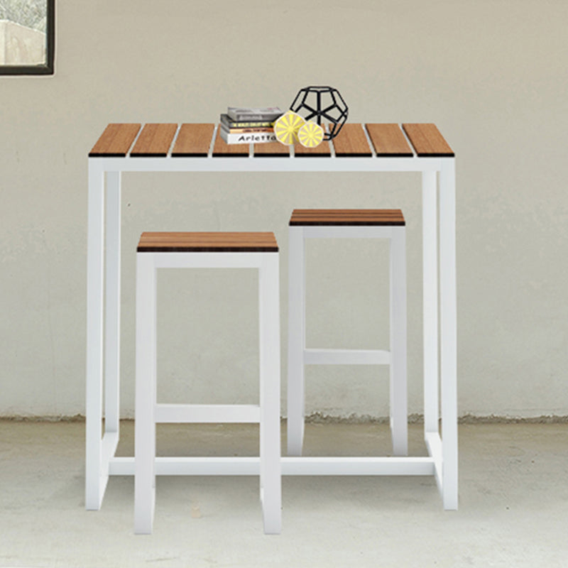 Brown Wood Top Bar Table Outdoor Trestle Base Bar Wine Table