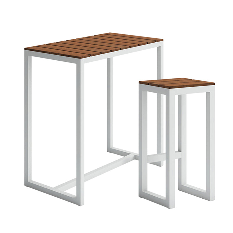 Brown Wood Top Bar Table Outdoor Trestle Base Bar Wine Table