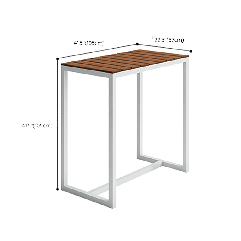 Brown Wood Top Bar Table Outdoor Trestle Base Bar Wine Table