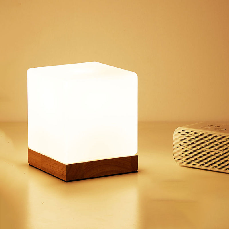 Bulb globo/cilindro/lettura quadrata di lettura di lettura luce moderna in legno di vetro bianco illuminazione