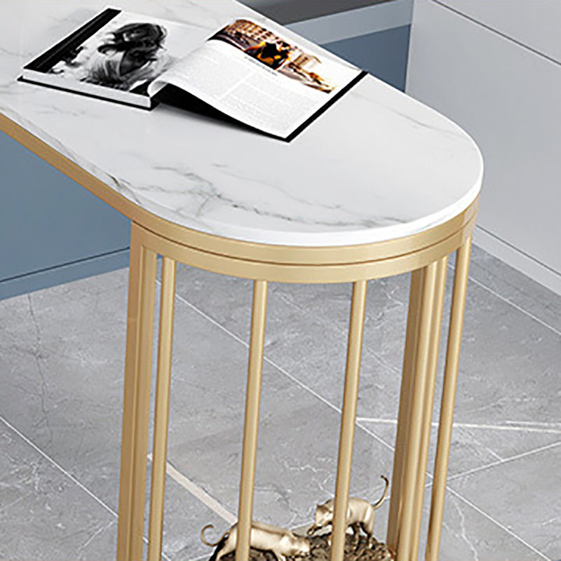 Modern Sintered Stone Bar Table Gold and Metal Base Bar Table