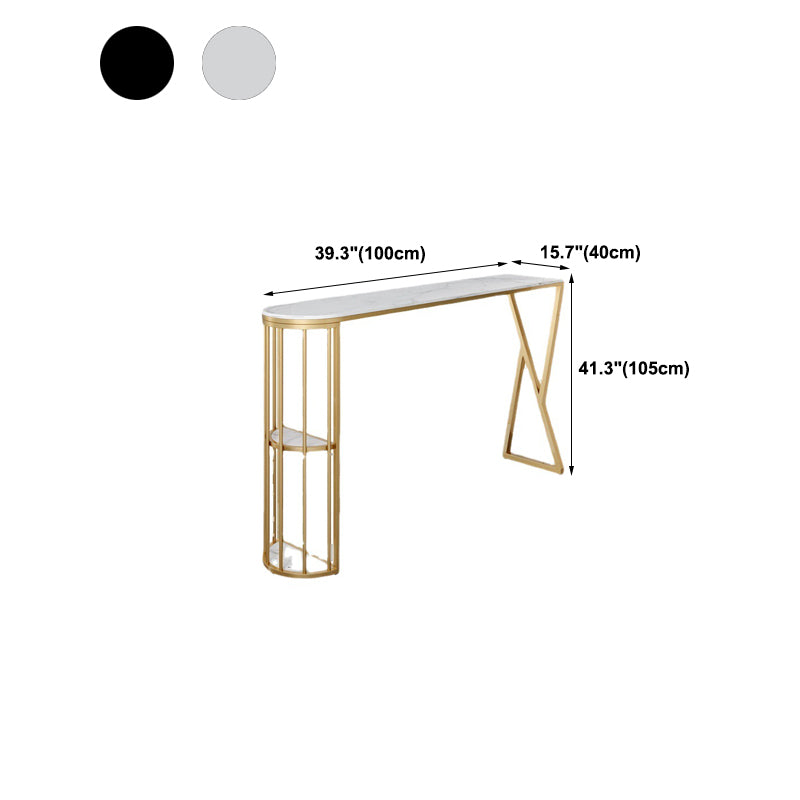 Modern Sintered Stone Bar Table Gold and Metal Base Bar Table