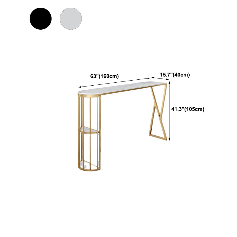 Modern Sintered Stone Bar Table Gold and Metal Base Bar Table