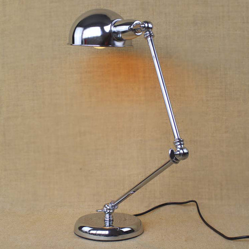 1 Leichte Schwung Arm -Schreibtisch Beleuchtung mit Kuppelschatten Industriellem Messing/Chrommetall -Lesen Lampe