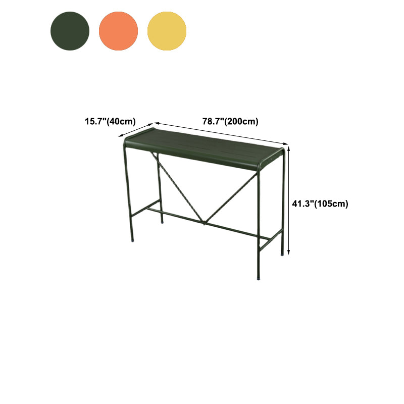 Rectangle Outdoor Bar Dining Table Metal Bar Table with Trestle Base