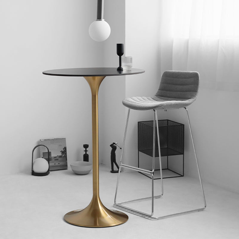 Contemporary Round Bar Height Table Metal Pedestal Bar Table for Cafe and Breakroom
