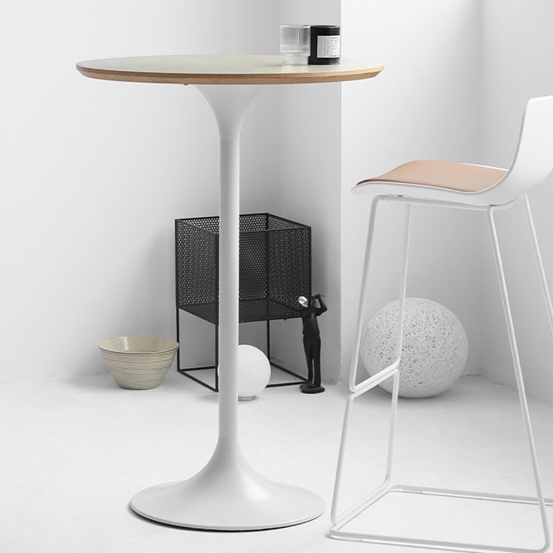 Contemporary Round Bar Height Table Metal Pedestal Bar Table for Cafe and Breakroom