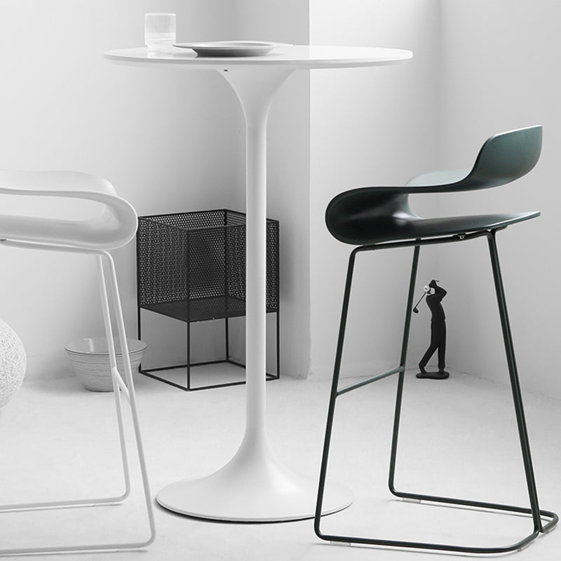 Contemporary Round Bar Height Table Metal Pedestal Bar Table for Cafe and Breakroom