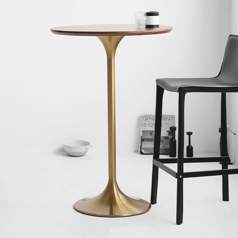 Contemporary Round Bar Height Table Metal Pedestal Bar Table for Cafe and Breakroom