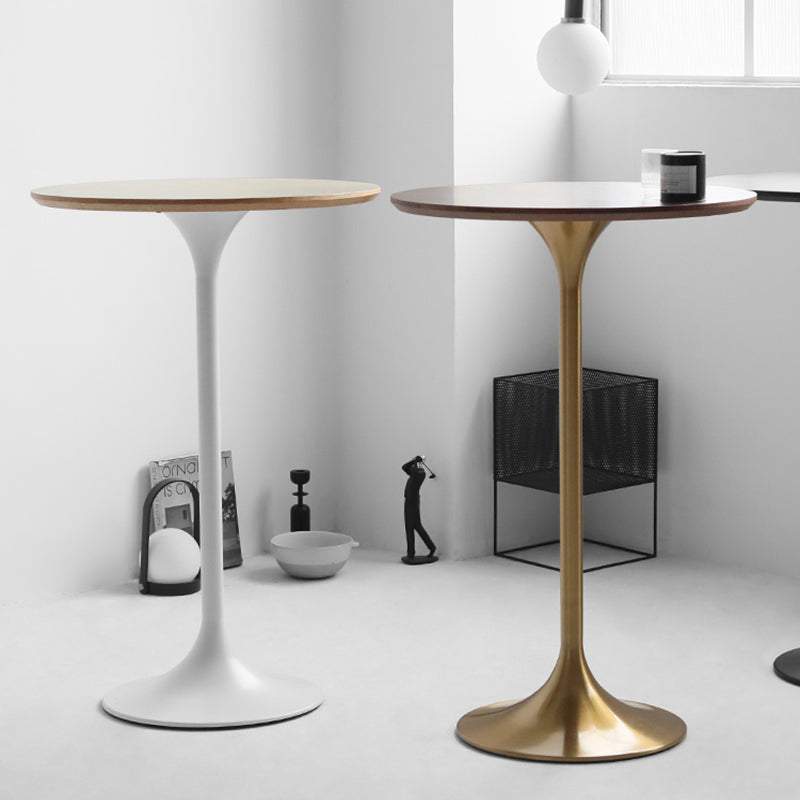 Contemporary Round Bar Height Table Metal Pedestal Bar Table for Cafe and Breakroom