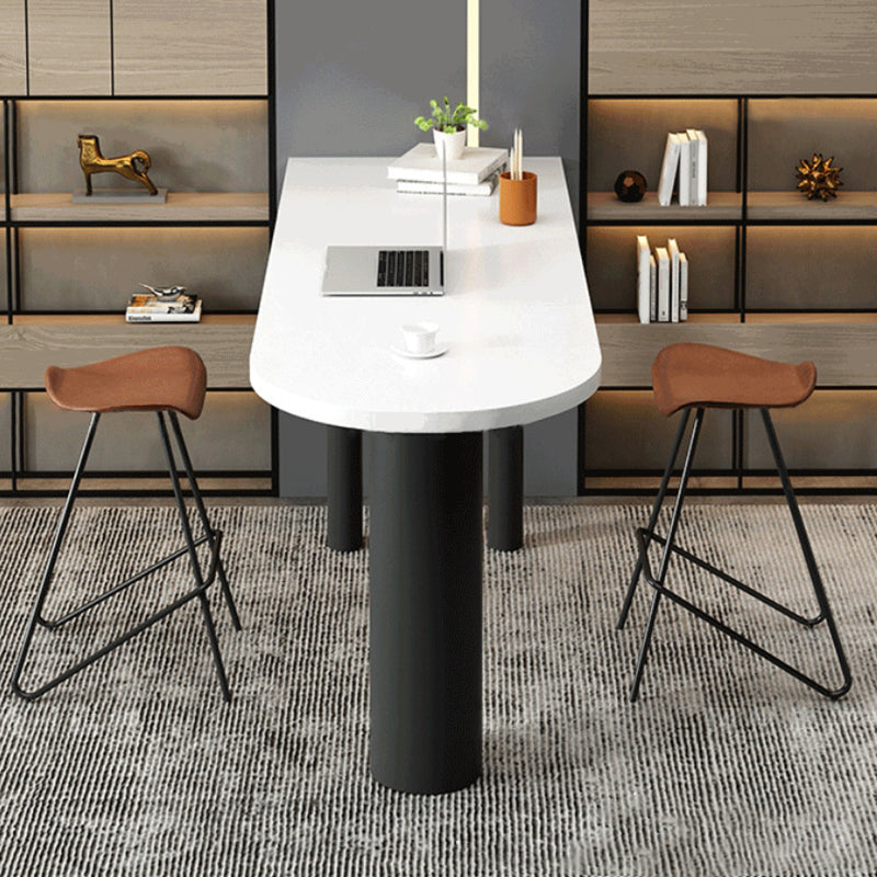 White Solid Wood Top Bar Height Table Industrial Style Metal Legs Bar Table