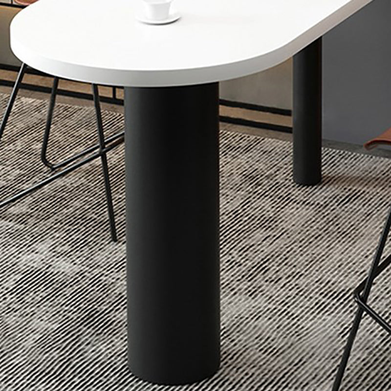 White Solid Wood Top Bar Height Table Industrial Style Metal Legs Bar Table