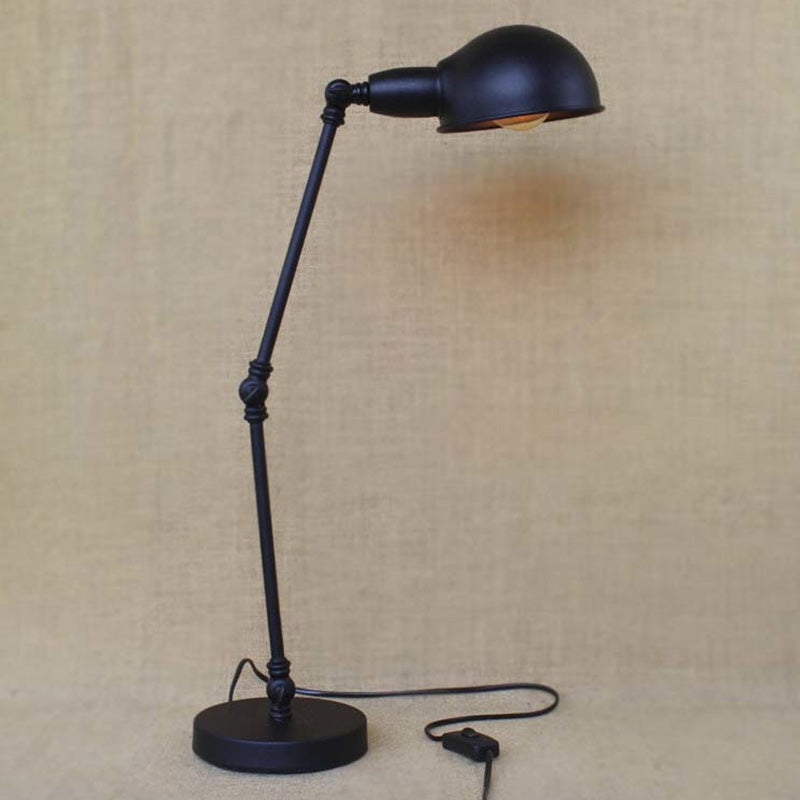 1 Light Swing Arm Desk Lighting with Dome Shade Industrial Brass/Chrome Metal Reading Lamp