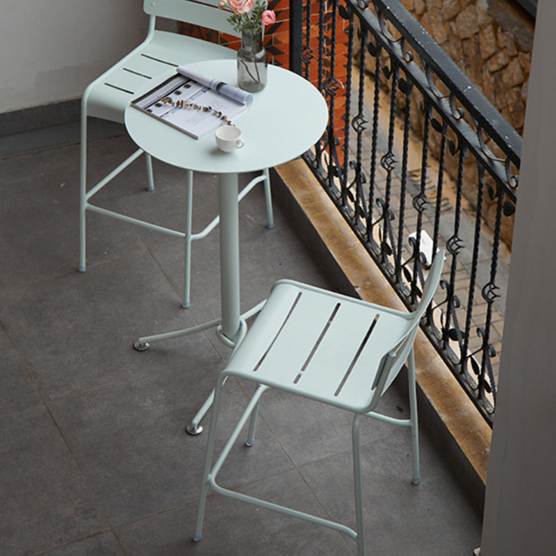 Metal Bar Dining Table Industrial Bar Height Cocktail Table with Pedestal