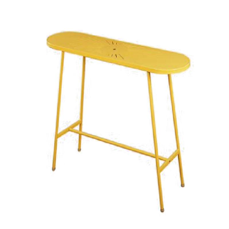 Modern Oval Pub Table Metal Bar Height Table with Footrest for Outdoor