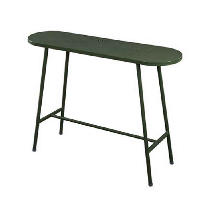 Modern Oval Pub Table Metal Bar Height Table with Footrest for Outdoor