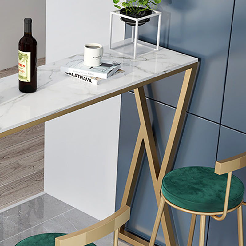 Modern Stone Bar Table Dining Table with Storage Shelves for Kitchen Living Room