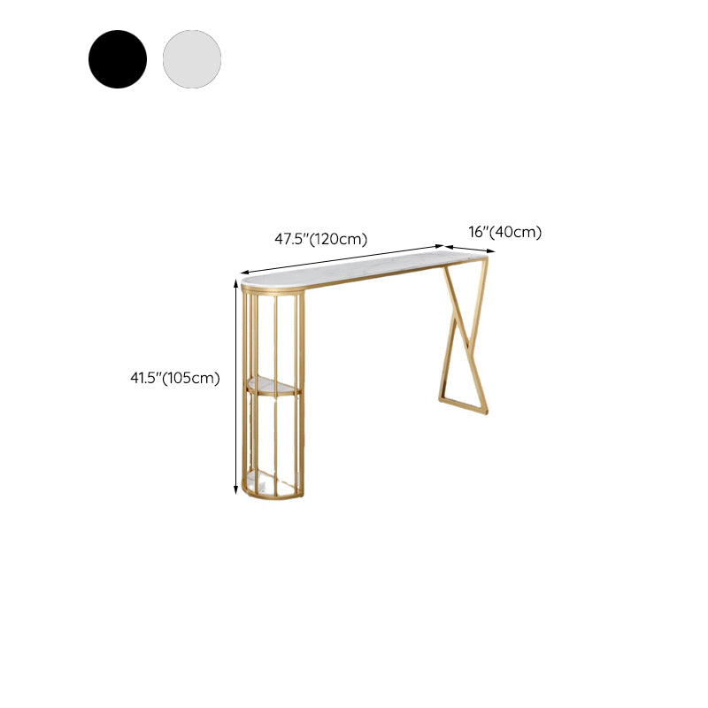 Modern Stone Bar Table Dining Table with Storage Shelves for Kitchen Living Room